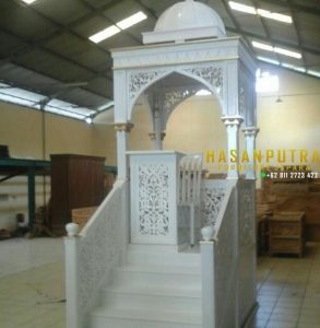 Mimbar Masjid Ukir Duco Putih