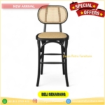 Kursi Bar Kayu Jati Natural Black  Barstool Retro  Kursi Cafe Rotan