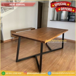 meja makan minimalis jati kaki besi  Furniture