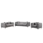 Sofa Chesterfield Luxury  Sofa Chesterfield Chesterfield Seater 3 2 1 – Silver Gray, Seater 3