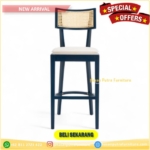 Kursi Bar Kayu Jati Rotan  Barstool Kursi Cafe Natural Black