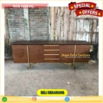 bufet minimalis jati kaki besi gold credenza jati