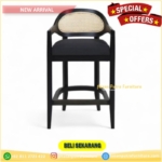 Kursi Bar Kayu Jati  Rotan  Barstool  Retro  Kursi Cafe Natural Black