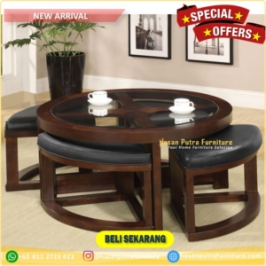 Set meja cofe model bundar cofe table kayu jati Furniture Jepara