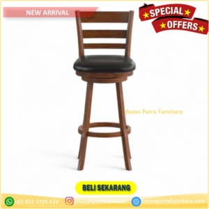 Barstool   Kursi Bar Rangka Putar  Kursi Cafe Kayu Jati Dudukan Jok