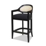 Kursi Bar Kayu Jati  Rotan  Barstool  Retro  Kursi Cafe Natural Black