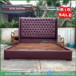 Tempat Tidur Jati Modern Full Busa Jok Kulit Sintetis – 160×200