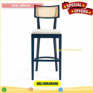 Kursi Bar Kayu Jati Kombinasi Rotan Barstool Kursi Cafe Natural Black