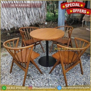 Meja Makan Cafe Jati Set Meja Cafe Meja Cafe Jati Kaki Besi Minimalis