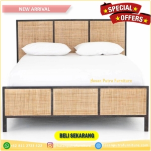 tempat tidur rotan minimalis kayu jati simple modern new costum desing