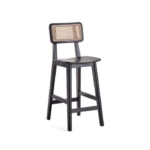 Kursi Bar Kayu Jati Barstool Minimalis Retro  Kursi Cafe Natural Black