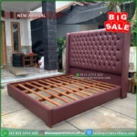 Tempat Tidur Jati Modern Full Busa Jok Kulit Sintetis – 160×200