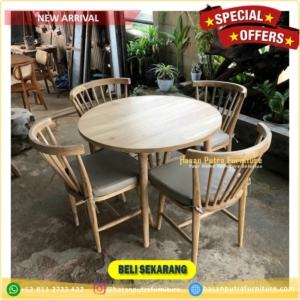 meja makan bulat jati minimalis Furniture Jepara