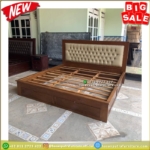 Tempat Tidur Jati Laci 2 Dipan Jati 160×200 Sandaran Busa