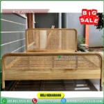 Tempat Tidur Jati 160×200 Kombinasi Rotan Dipan Minimalis Dipan Jati