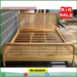 Tempat Tidur Jati 160×200 Kombinasi Rotan Dipan Minimalis Dipan Jati