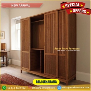 Lemari pakaian pintu sleding kayu jati almari pintu 3 Furniture Jepara