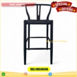 Kursi Bar Kayu Jati Anyaman Tali  Barstool  Retro  Kursi Cafe Black