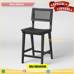 Kursi bar sandaran dudukan rotan kursi bar full black Furniture Jepara