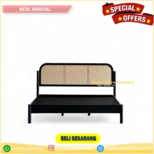 Dipan Tempat Tidur Rotan  Black  Dipan  Kayu Jati – 120 X 200