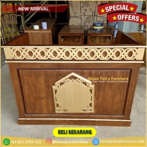 Meja ngaji kayu jati finishing natural kombinasi emas Furniture Jepara