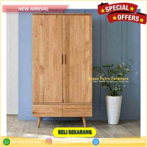 lemari pakaian  2 pintu(meja trembesi,rak,nakas) Furniture Jepara