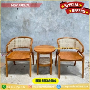 set kursi rotan teras  jati Furniture Jepara kursi teras jati modern