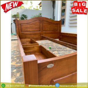 Tempat Tidur Jati Laci 2 Modern Klasik Divan Dipan Jati 160x200 - Gambar 2