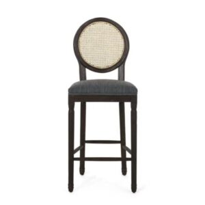 Kursi Cafe Retro  Barstool Kayu Jati Natural Black  Kursi Cafe Rotan - Gambar 2