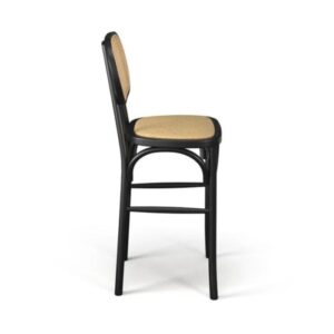 Kursi Bar Kayu Jati Natural Black Barstool Retro Kursi Cafe Rotan asli - Gambar 3