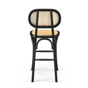 Kursi Bar Kayu Jati Natural Black Barstool Retro Kursi Cafe Rotan Jati - Gambar 5