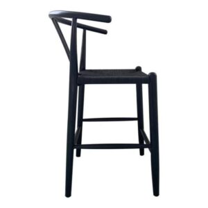 Kursi Bar Kayu Jati Anyaman Tali  Barstool  Retro  Kursi Cafe Black - Gambar 3