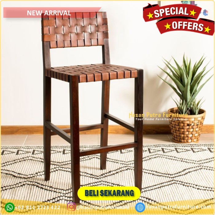 Kursi bar kayu jati anyaman kulit asli kursi bar Furniture Jepara 2 2a5eda34 c752 4574 912b 6945a66fe988