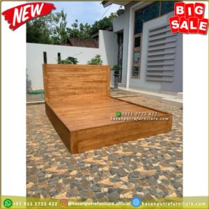 Tempat Tidur Jati 160x200 Alas Blok Jati Dipan Divan Jati - Gambar 2