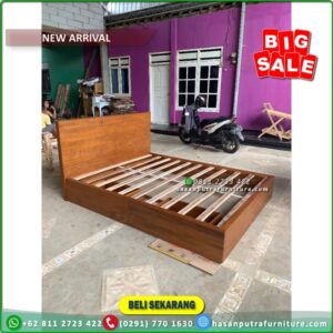 Tempat Tidur Jati 160x200 Laci 2 Divan Dipan Jati Minimalis - Gambar 2