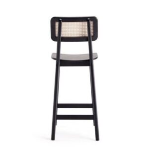 Kursi Bar Kayu Jati Barstool Minimalis Retro  Kursi Cafe Natural Black - Gambar 5