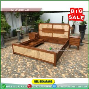 Tempat Tidur Jati 180x200 Laci 2 Dipan Jati 1 Set Tempat Tidur Jati - Gambar 2