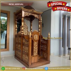 Mimbar Masjid Jati Mimbar Jati Jepara Mimbar Ukir Jepara Mimbar Podium - Gambar 3