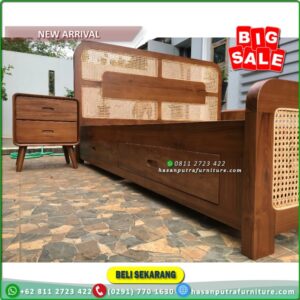 Tempat Tidur Jati 180x200 Laci 2 Dipan Jati 1 Set Tempat Tidur Jati - Gambar 5