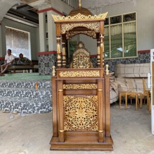 Mimbar masjid tiang kayu jati mimbar kubah masjid Furniture Jepara - Gambar 2