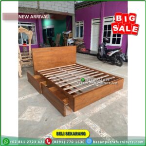 Tempat Tidur Jati 160x200 Laci 2 Divan Dipan Jati Minimalis - Gambar 5