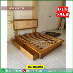 Tempat Tidur Jati Tempat Tidur Jati Rotan Dipan Minimalis Dipan Jati - Gambar 2