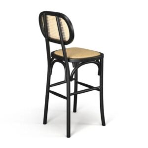 Kursi Bar Kayu Jati Natural Black Barstool Retro Kursi Cafe Rotan asli - Gambar 4