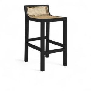 Kursi Bar Kayu Jati  Rotan  Barstool Kursi Cafe Black Jati - Gambar 3