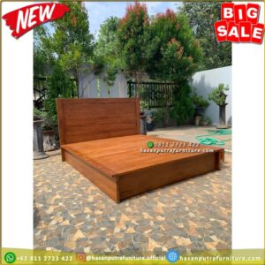 Tempat Tidur Jati Laci 2 Alas Full Kayu Dipan Divan Jati 160x200 - Gambar 4