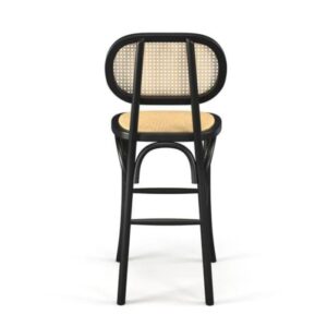 Kursi Bar Kayu Jati Natural Black Barstool Retro Kursi Cafe Rotan asli - Gambar 5