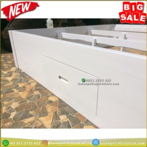 Tempat Tidur Laci Cat Duco Putih Dipan Laci 160x200 - Gambar 3