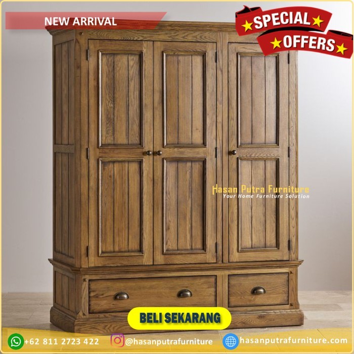 Almari pakaian kayu jati finishing rustic lemari pakaian pintu 3 2 95fda70f db5e 4e64 91cf 60b7ae843288