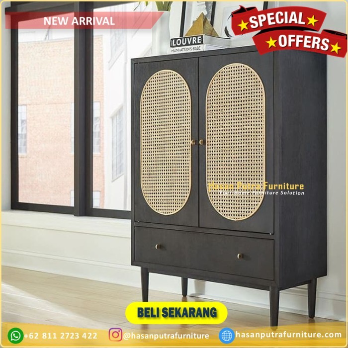 Bufet kombinasi rotan finishing abu abu Furniture Jepara 2 96ee4687 f18e 4fb5 8e6b ef1c0fb46131 1
