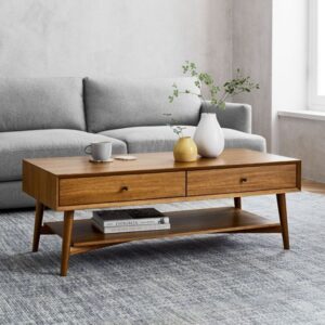 Meja Tamu Kayu Jati Meja Ruang Tamu Laci Coffee Table Minimalis Retro - Gambar 4